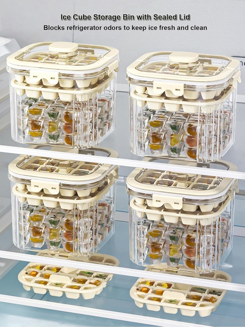 SIUPER 6.7*6.7*7.1in Ice Storage Bin w/ Two Small Ice Cube Trays Molds & Scoop for Home Bar, Small Ice Bucket with Sealed Lid for Freezer, Portable Refrigerator Ice Holder Containers for Outdoor Green - Image 1